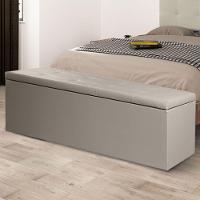 Calçadeira Recamier Baú Casal 1,40m Berlim Corano Bege - 4