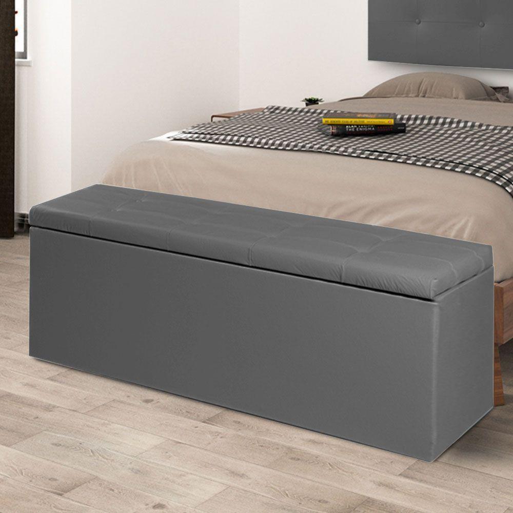 Calçadeira Recamier Baú Queen 1,60m Berlim Corano Cinza - 4