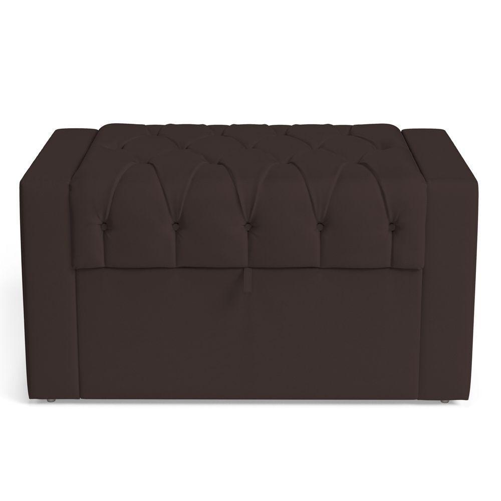 Calçadeira Báu Solteiro Atena 90cm Capitonê Suede Marrom - Desk Design - 2