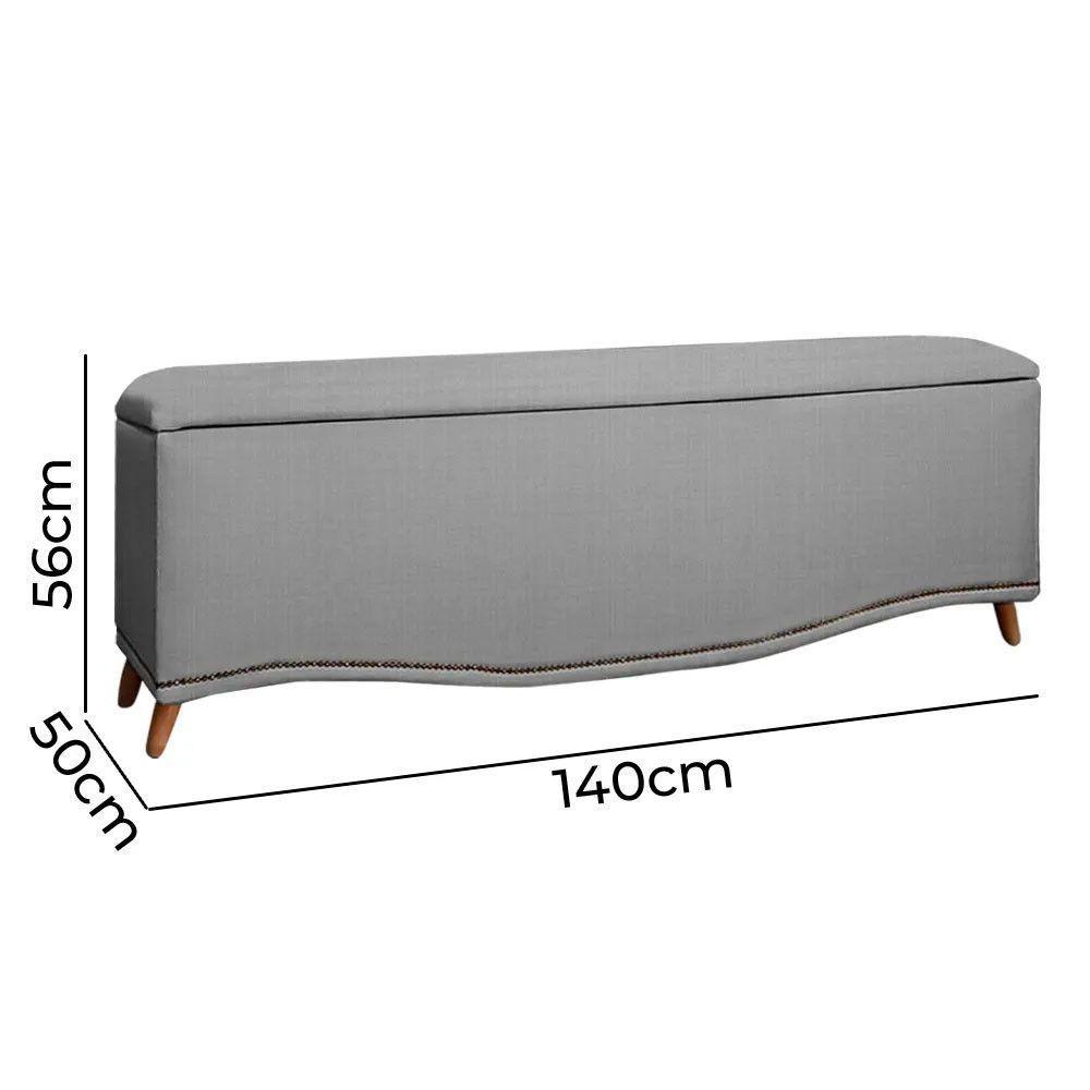 Calçadeira Sapateira Baú Holanda 140cm Shop Das Cabeceiras Grafite - 4