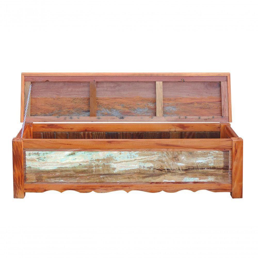 Baú Banco 1,5 M Madeira Maciça Com Pátina - 3