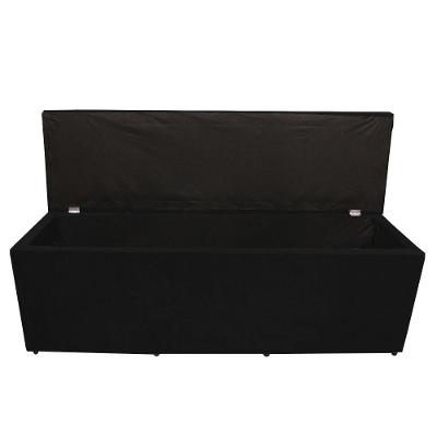 Calçadeira Baú Paris Queen 160 Cm Botão Strass Suede Preto Eli Móveis