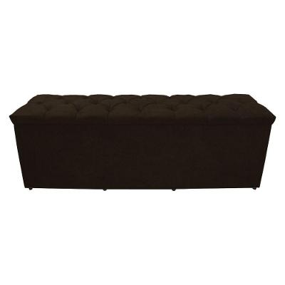 Calçadeira Baú Paris King 195 Cm Botão Strass Suede Marrom Eli Móveis