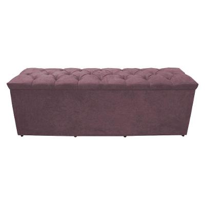 Calçadeira Baú Paris King 195 Cm Botão Strass Suede Rosê Eli Móveis