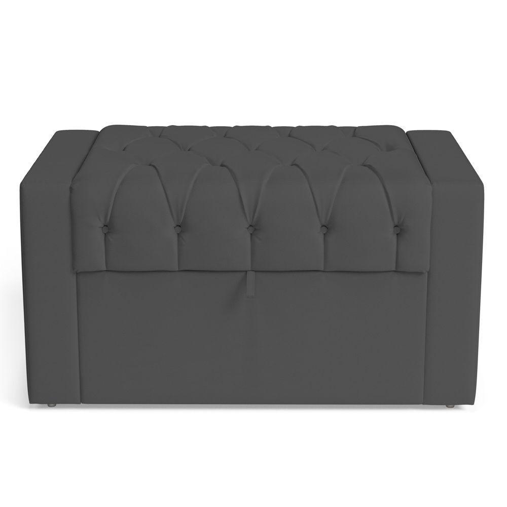 Calçadeira Báu Solteiro Atena 90cm Capitonê Suede Cinza - Desk Design - 2