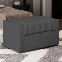 Calçadeira Báu Solteiro Atena 90cm Capitonê Suede Cinza - Desk Design - 5