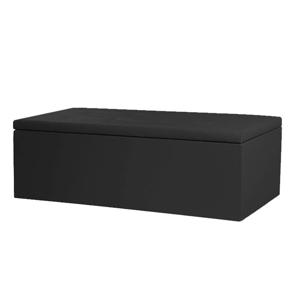 Calçadeira Recamier Baú Casal 1,40m Berlim Corano Preto - 1