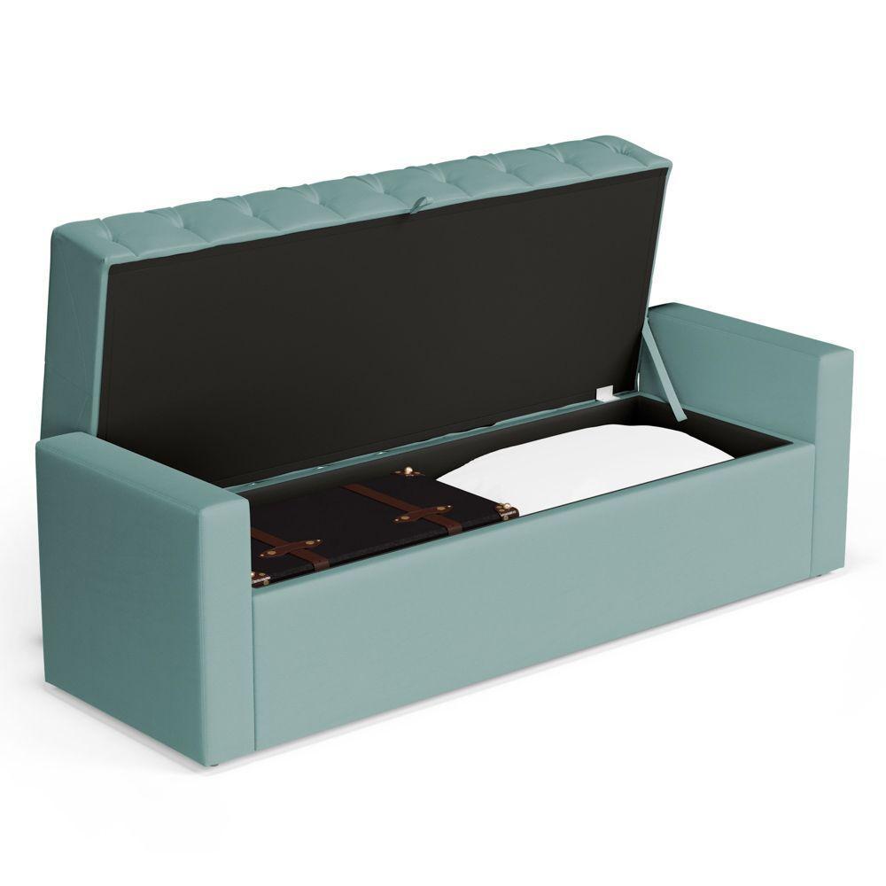 Calçadeira Báu King Size Atena 195cm Capitonê Veludo Acqua - Desk Design - 7