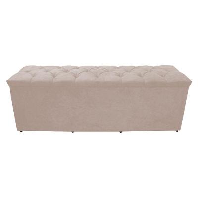 Calçadeira Baú Paris King 195 Cm Botão Strass Suede Porcelana Eli Móveis