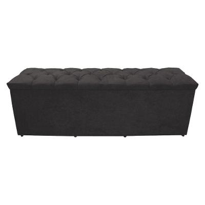 Calçadeira Baú Paris King 195 Cm Botão Strass Suede Grafite Eli Móveis