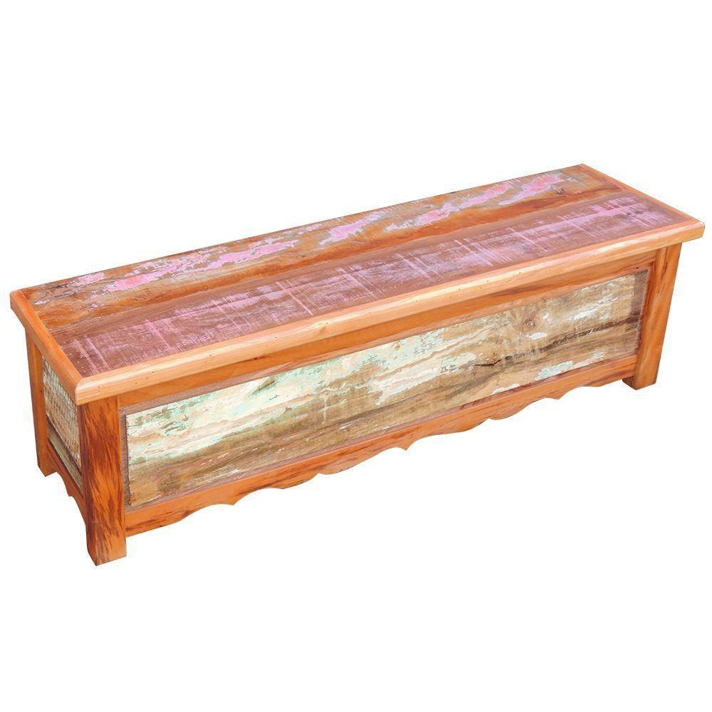 Baú Banco 2 M Madeira Maciça Com Pátina - 1