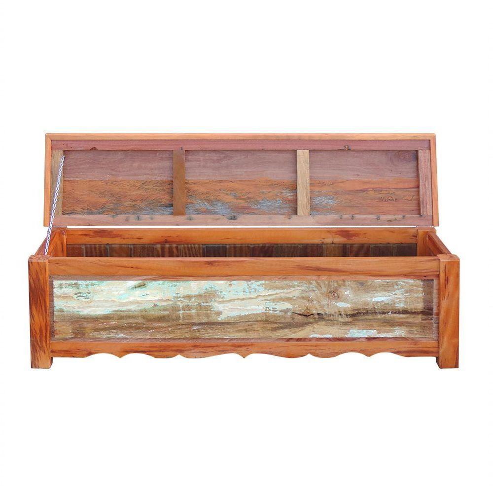 Baú Banco 2 M Madeira Maciça Com Pátina - 3
