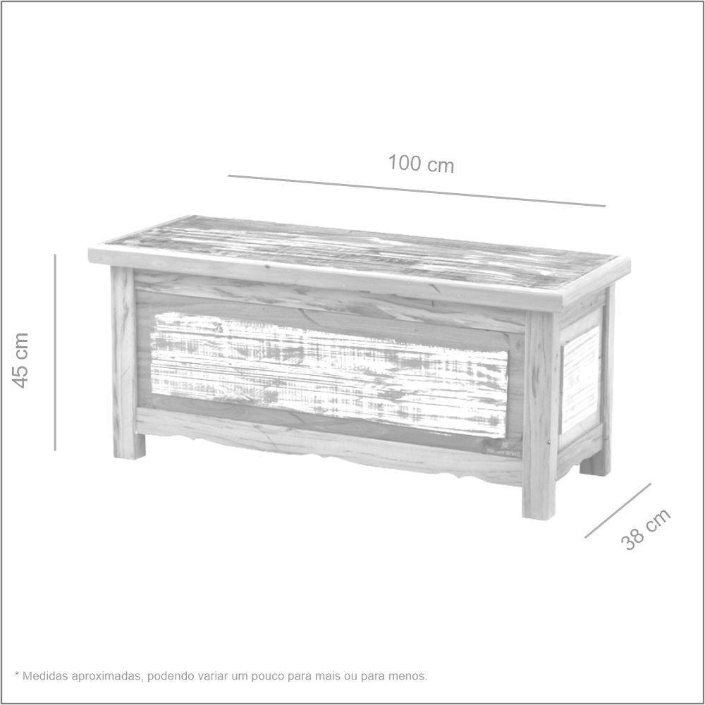 Baú Banco 1 M Madeira Maciça Com Pátina - 2