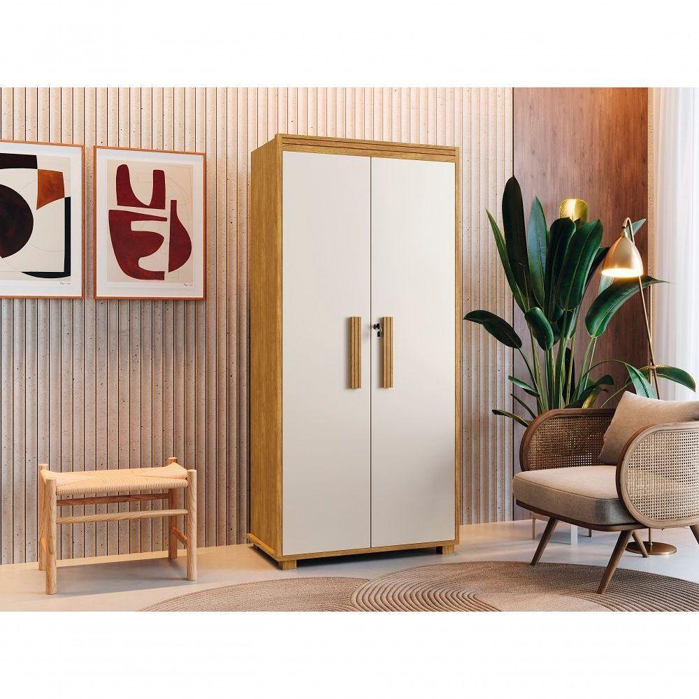 Multiuso Atenas 100% Mdf Com Chave Pés Madeira Cor:cinamomo-off White - 2