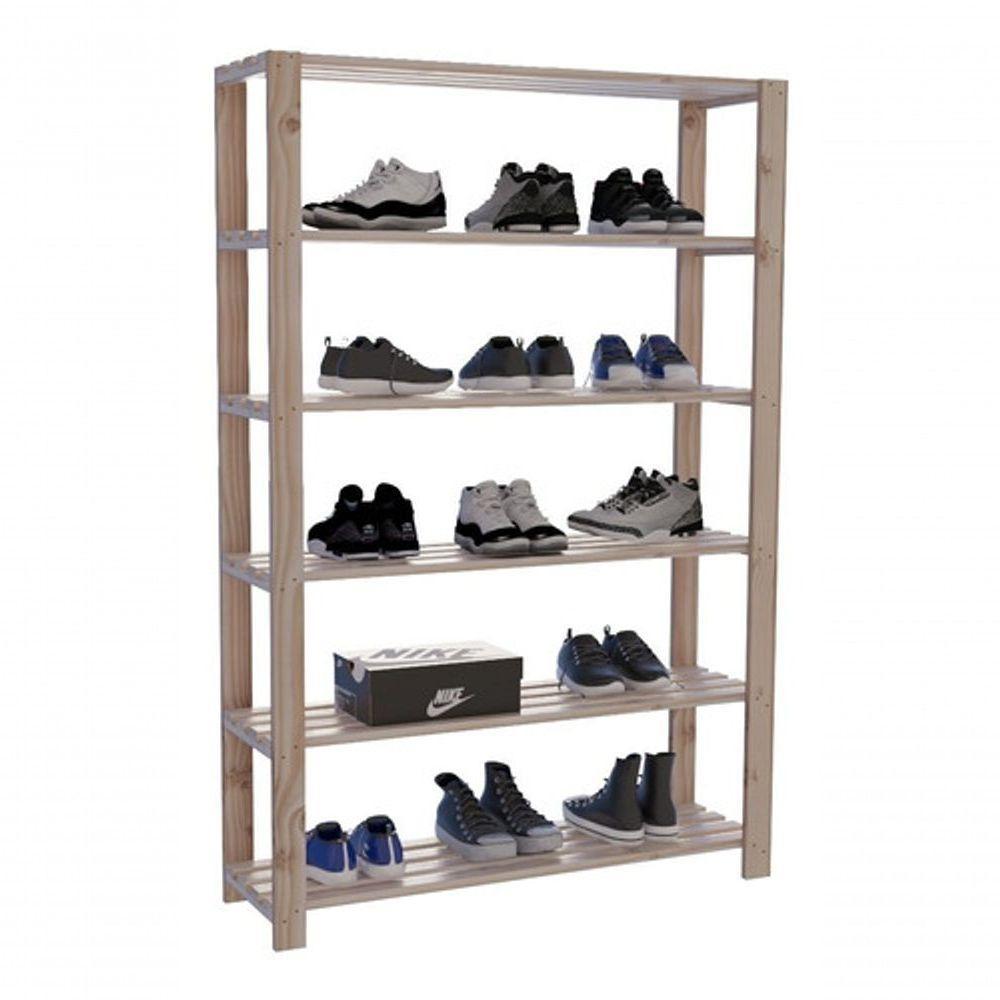 Armário Multiuso 6 Prateleiras Madeira Pinus Para Sapatos   - 1