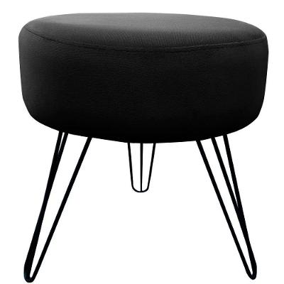 Puff Decorativos Sala Quarto Tunísia Veludo Preto Base Preta Preto