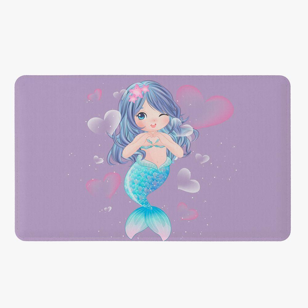 Tapete Para Quarto Infantil Estampado Sereia 60cm X 40cm Base Antiderrapante - 2