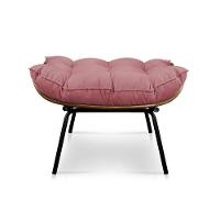 Kit Poltrona Costela Com Puff Para Sala Suede Rose