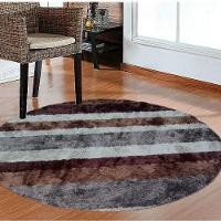 Tapete Redondo 1,50m Macio Antider. Cappuccino Listrado - 1