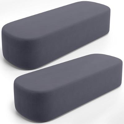 Kit 02 Puffs Decorativos Orgânicos Para Living Quarto 140cm Doha W01 Suede Cinza - Lyam Decor