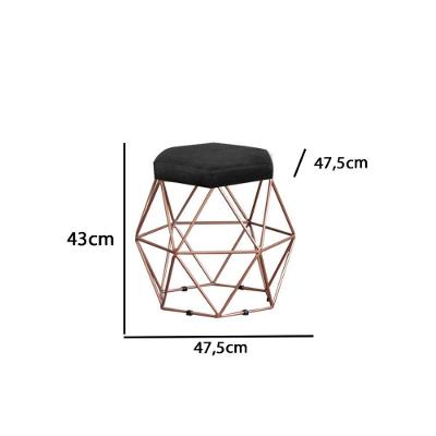 Puff Decorativo Onix Com Armação Bronze Em Tecido Veludo