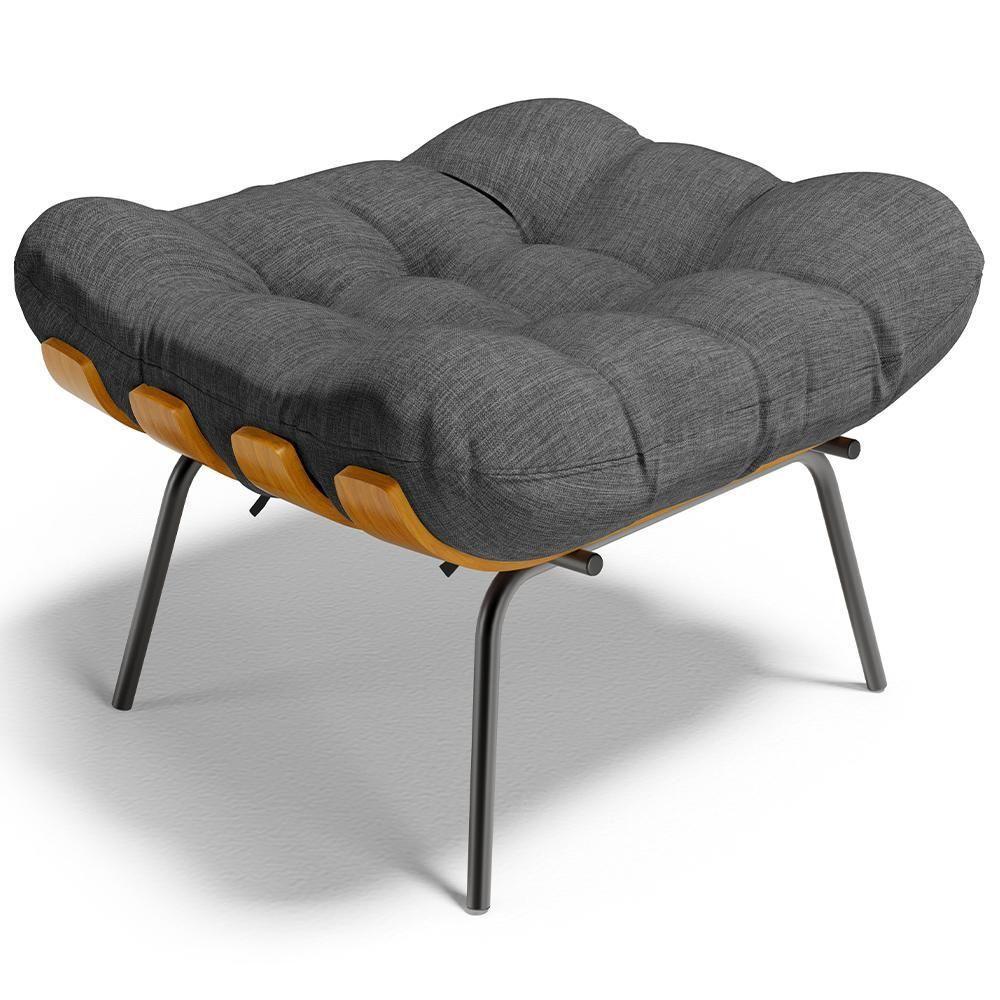 Kit 02 Puffs Decorativos Sala De Estar Costela L02 Linho Cinza Escuro - Lyam Decor - 6