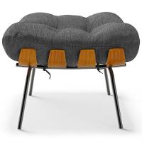 Kit 02 Puffs Decorativos Sala De Estar Costela L02 Linho Cinza Escuro - Lyam Decor