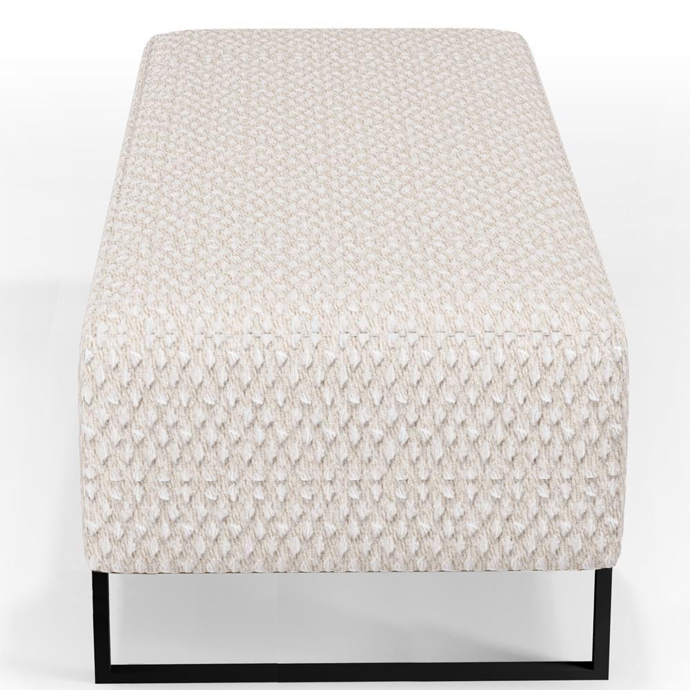 Kit 02 Puffs Decorativo Sala De Estar Bali W01 Base De Ferro 120x50 Cm Bouclê Cru - Lyam - 2