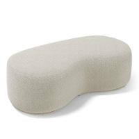 Conjunto 02 Puffs Decorativos Living Aisha Orgânico Bouclê Bege - Desk Design