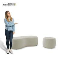 Conjunto 02 Puffs Decorativos Living Aisha Orgânico Bouclê Bege - Desk Design - 5