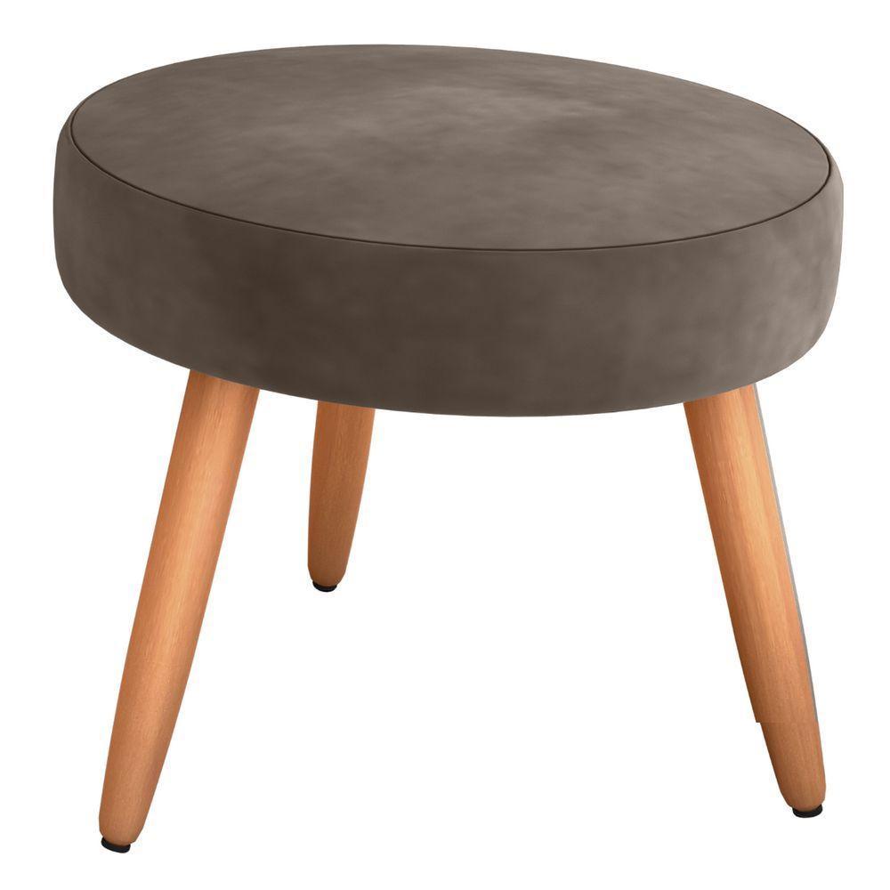 Puff Redondo Para Sala Sueli Veludo Marrom - 2