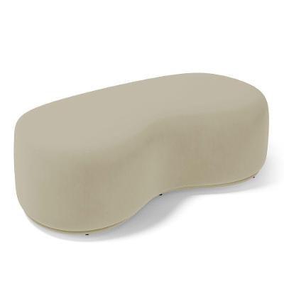Puff Decorativo Living Aisha Orgânico 02 Lugares Veludo Bege - Desk Design