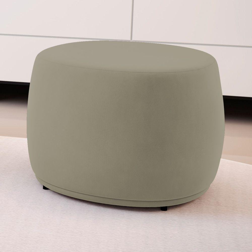 Kit 02 Puffs Decorativos Living Aisha Orgânico Redondo Suede Bege - Desk Design - 2