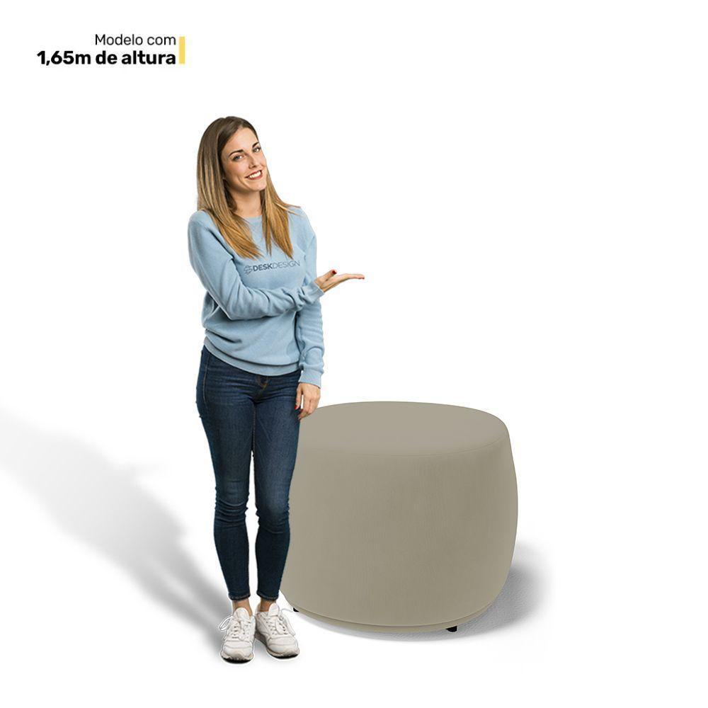 Kit 02 Puffs Decorativos Living Aisha Orgânico Redondo Suede Bege - Desk Design - 3