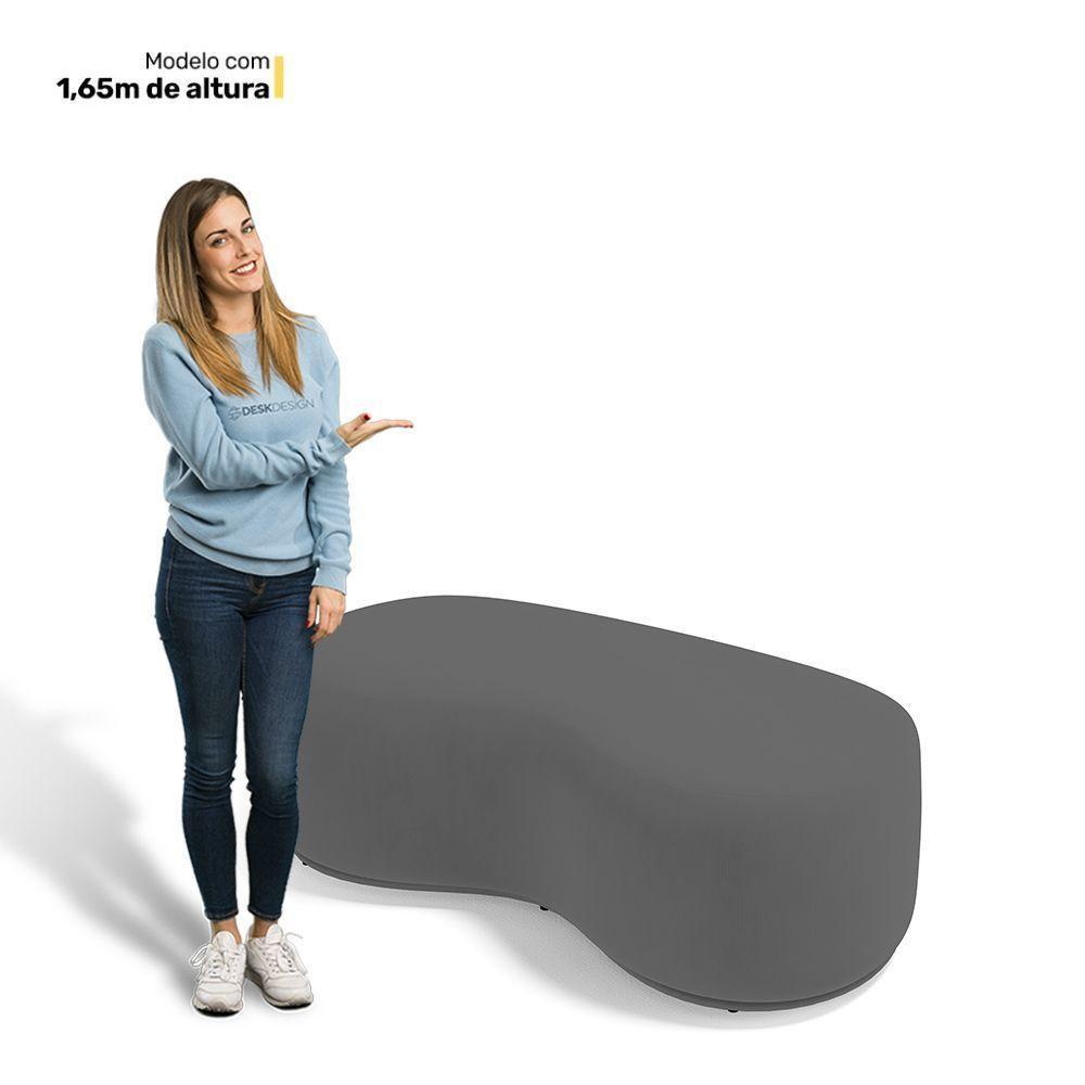 Kit 02 Puffs Decorativos Living Aisha Orgânico 02 Lugares Suede Cinza - Desk Design - 4