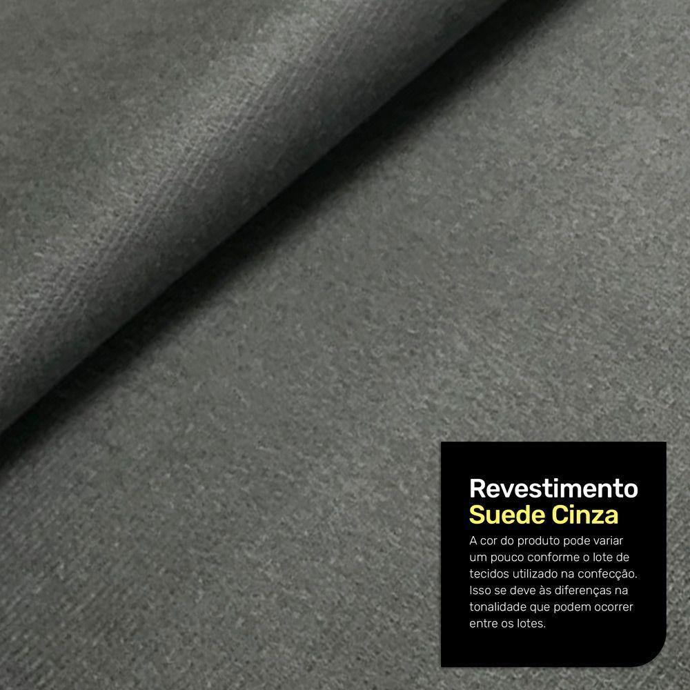 Kit 02 Puffs Decorativos Living Aisha Orgânico 02 Lugares Suede Cinza - Desk Design - 8