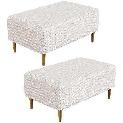Kit 02 Puffs Decorativo Sala De Estar Cléo Pés Palito 90 Cm W01 Bouclê Cru - Lyam