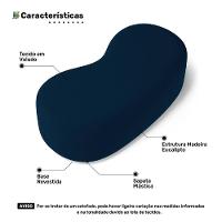 Conjunto 03 Puffs Decorativos Living Aisha Orgânico Veludo Azul Marinho - Desk Design - 7