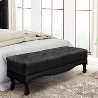 Puff Recamier Retrô Luis Xv Captonê Para Quarto Vicenza 140cm Suede Preto S04 - D'rossi - 4