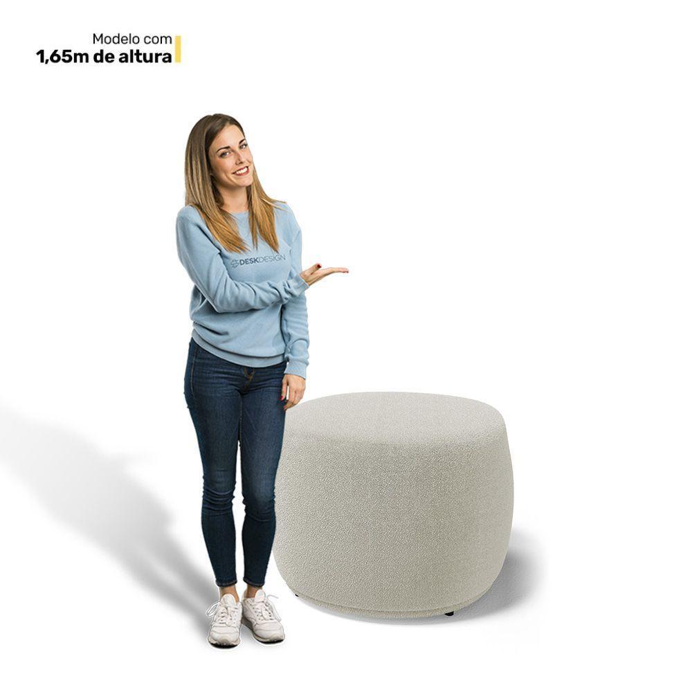 Kit 02 Puffs Decorativos Living Aisha Orgânico Redondo Bouclê Bege - Desk Design - 3
