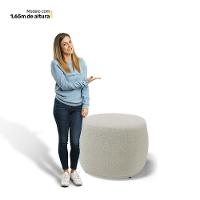 Kit 02 Puffs Decorativos Living Aisha Orgânico Redondo Bouclê Bege - Desk Design - 3