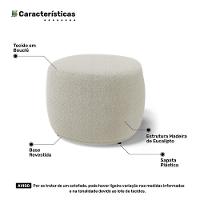 Kit 02 Puffs Decorativos Living Aisha Orgânico Redondo Bouclê Bege - Desk Design - 5