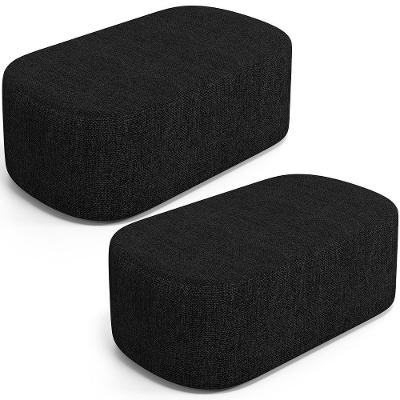 Kit 02 Puffs Decorativos Orgânico Para Living Quarto 100cm Doha W01 Linho Chumbo - Lyam Decor