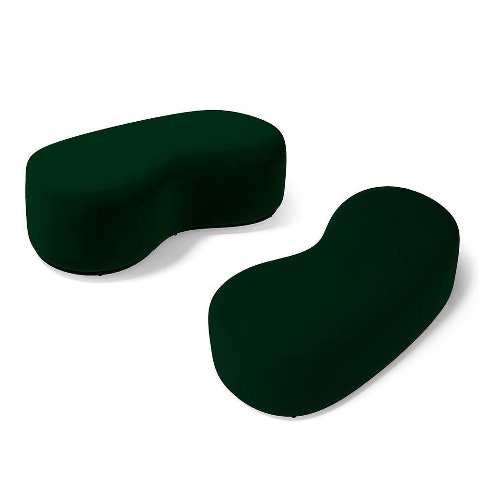 Kit 02 Puffs Decorativos Living Aisha Orgânico 02 Lugares Veludo Verde Escuro - Desk Design - 1