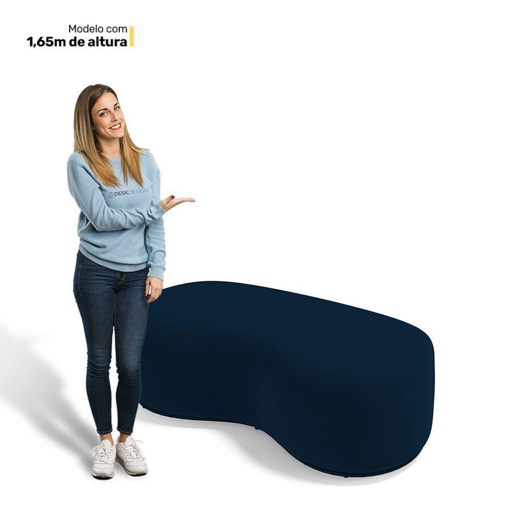 Conjunto 02 Puffs Decorativos Living Aisha Orgânico Veludo Azul Marinho - Desk Design - 5