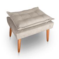 Puff Para Sala E Quarto Madeira Decorativo Opala Suede Bege - 1