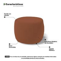 Conjunto 03 Puffs Decorativos Living Aisha Orgânico Veludo Terracota - Desk Design - 8