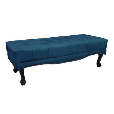 Puff Recamier Retrô Luis Xv Captonê Quarto Vicenza 195cm Veludo S04 - D'rossi Cor Azul Marinho