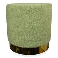 Puff Decorativo Redondo Base Dourada Lara Bouclê Verde 40 Cm M02 - D'rossi - 1