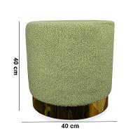 Puff Decorativo Redondo Base Dourada Lara Bouclê Verde 40 Cm M02 - D'rossi - 2